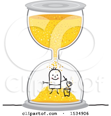 Clipart of a Stick Boy Playing in an Hourglass - Royalty Free Vector Illustration by NL shop