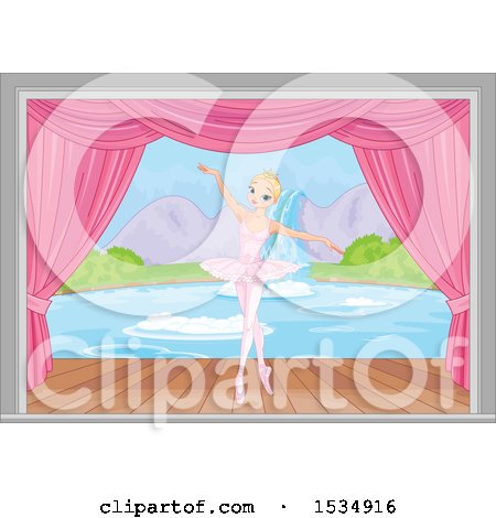 Clipart of a Ballerina Dancing on Stage - Royalty Free Vector Illustration by Pushkin