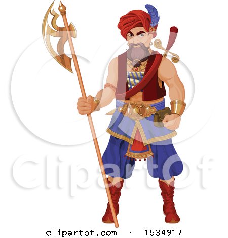 Clipart of a Fairy Tale Guardsman with an Axe - Royalty Free Vector Illustration by Pushkin