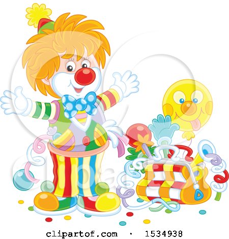 Clipart of a Party Clown with a Bag - Royalty Free Vector Illustration by Alex Bannykh