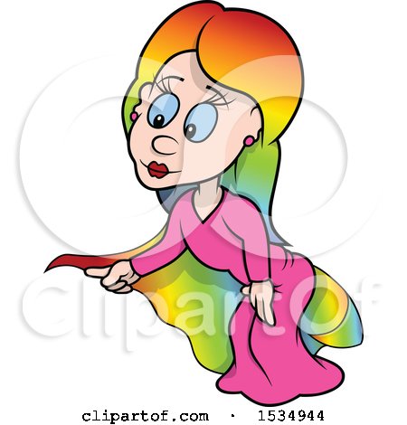Clipart of a Colorful Fairy Pointing - Royalty Free Vector Illustration by dero
