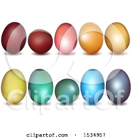 Clipart of 3d Easter Eggs with Shadows, on a White Background - Royalty Free Vector Illustration by dero