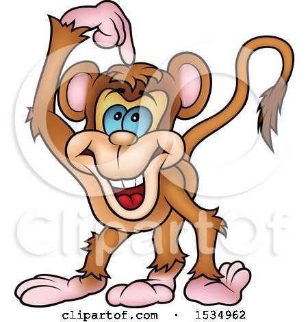 Clipart of a Monkey Scratching His Head - Royalty Free Vector Illustration by dero