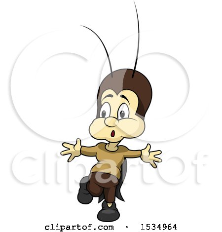 Clipart of a Surprised Cricket - Royalty Free Vector Illustration by dero