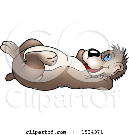 Clipart of a Happy Bear Laying on His Back - Royalty Free Vector Illustration by dero