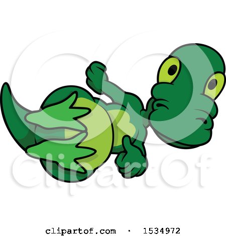 Clipart of a Happy Dinosaur Laying on His Back - Royalty Free Vector Illustration by dero