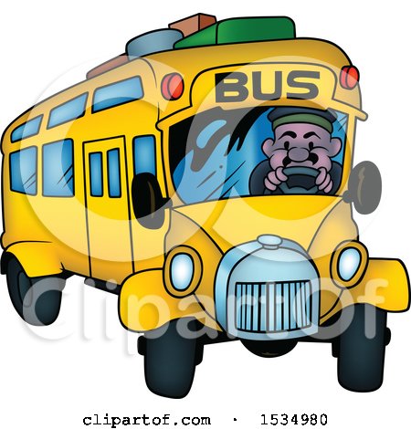 Clipart of a Driver in a School Bus - Royalty Free Vector Illustration by dero