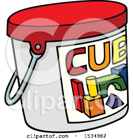 Clipart of a Tub of Toy Blocks - Royalty Free Vector Illustration by dero
