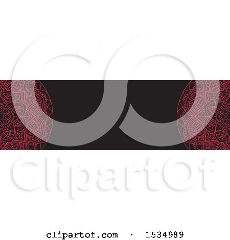 Clipart of a Red and Black Mandala Banner - Royalty Free Vector Illustration by KJ Pargeter