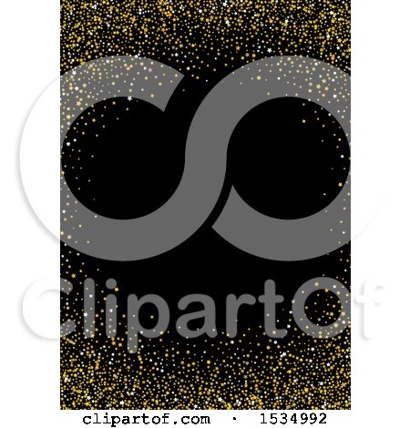 Clipart of a Background of Gold Stars Forming a Frame on Black - Royalty Free Vector Illustration by KJ Pargeter