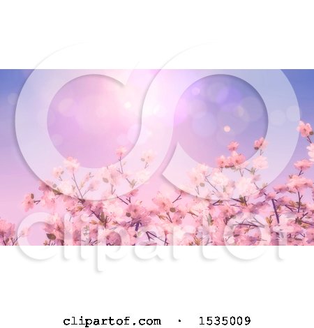 Clipart of a Background of 3d Cherry Blossoms - Royalty Free Illustration by KJ Pargeter