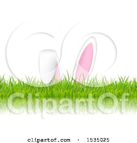Clipart of Bunny Ears in Grass - Royalty Free Vector Illustration by KJ Pargeter