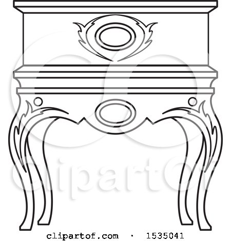 Clipart of a Black and White Box or Table with Cabriole Legs - Royalty Free Vector Illustration by Lal Perera