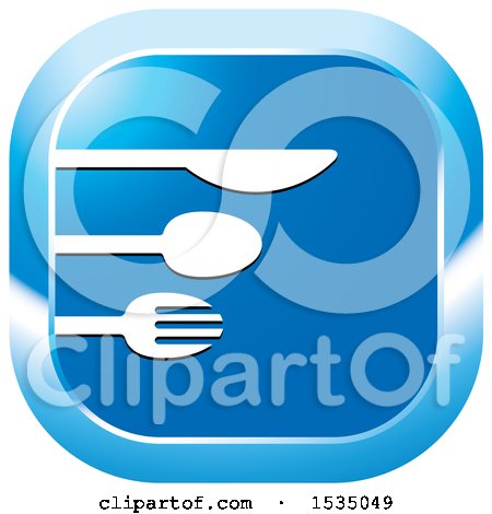 Clipart of a Blue Icon with a Spoon and Fork - Royalty Free Vector Illustration by Lal Perera