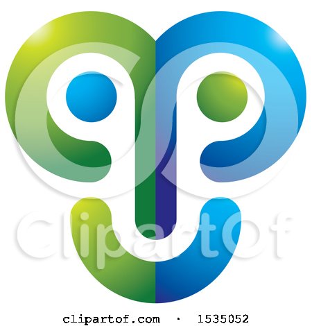 Clipart of a Green and Blue Abstract Face - Royalty Free Vector Illustration by Lal Perera