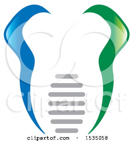 Clipart of a Green and Blue Tooth Implant - Royalty Free Vector Illustration by Lal Perera
