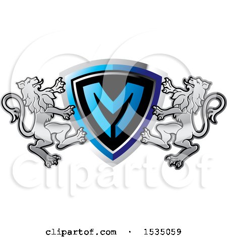 Clipart of a Lion Crest and Letter M Shield - Royalty Free Vector Illustration by Lal Perera