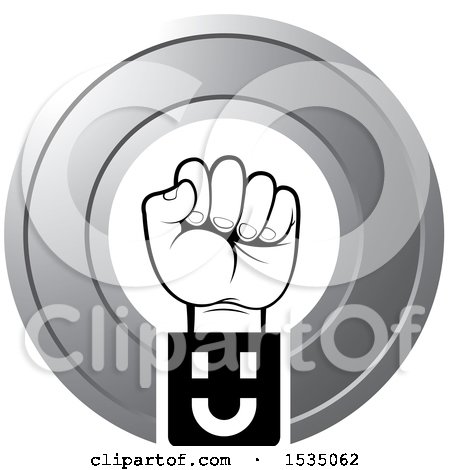 Clipart of a Fisted Hand in a Wheel - Royalty Free Vector Illustration by Lal Perera