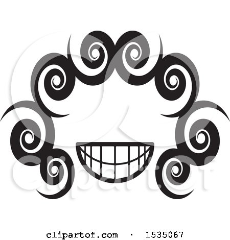 Clipart of a Black and White Face with Spirals - Royalty Free Vector Illustration by Lal Perera