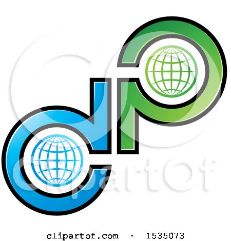 Clipart of a Letter D and P Globe Design - Royalty Free Vector Illustration by Lal Perera