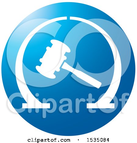 Clipart of a Banging Gavel in a Blue Circle - Royalty Free Vector Illustration by Lal Perera