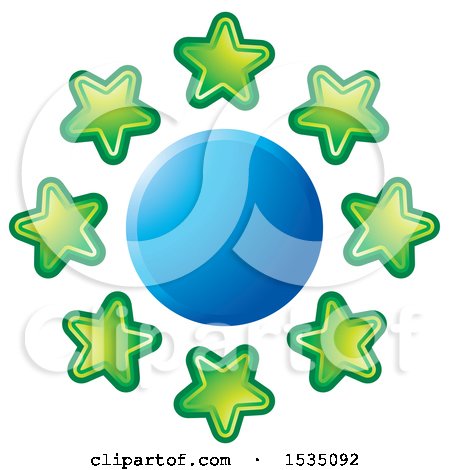 Clipart of a Blue Circle with Green Stars - Royalty Free Vector Illustration by Lal Perera