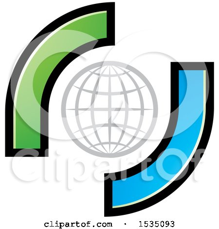 Clipart of a Globe with Green and Blue Curves - Royalty Free Vector Illustration by Lal Perera