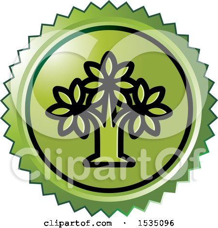 Clipart of a Green Icon with a Tree - Royalty Free Vector Illustration by Lal Perera