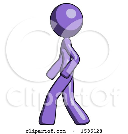 Purple Design Mascot Woman Walking Left Side View by Leo Blanchette