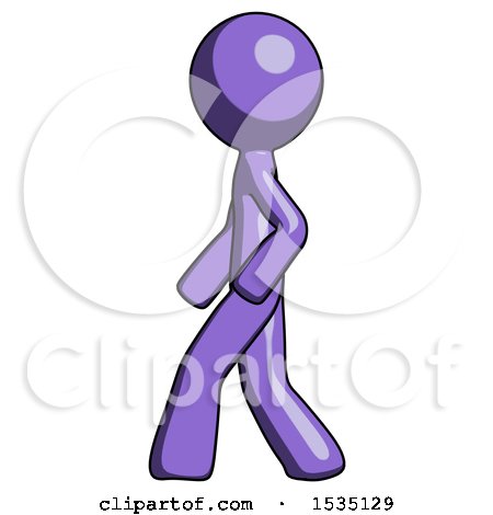 Purple Design Mascot Man Walking Left Side View by Leo Blanchette