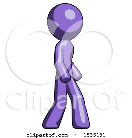 Purple Design Mascot Man Walking Turned Right Front View by Leo Blanchette
