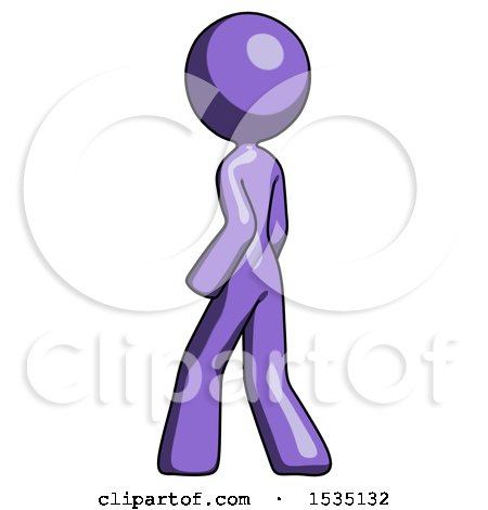 Purple Design Mascot Woman Walking Away Direction Left View by Leo Blanchette