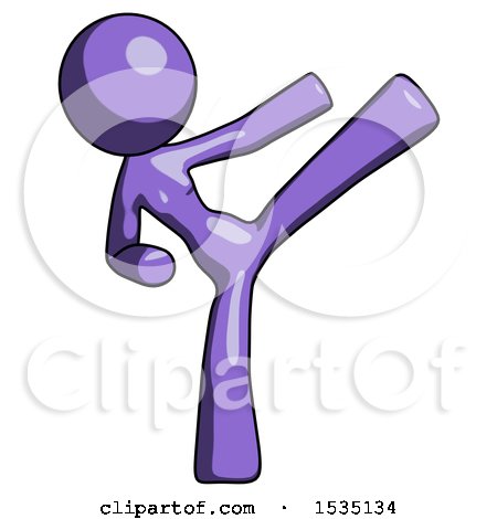 Purple Design Mascot Woman Ninja Kick Right by Leo Blanchette