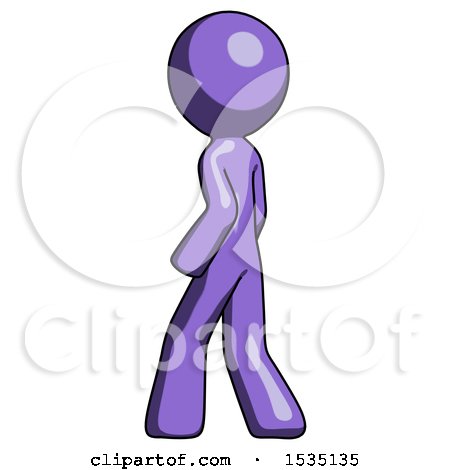 Purple Design Mascot Man Walking Away Direction Left View by Leo Blanchette