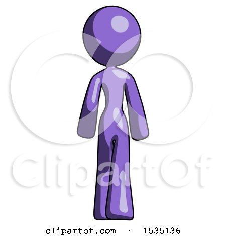 Purple Design Mascot Woman Walking Away, Back View by Leo Blanchette