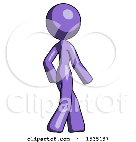 Purple Design Mascot Woman Walking Away Direction Right View by Leo Blanchette