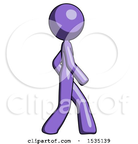 Purple Design Mascot Woman Walking Right Side View by Leo Blanchette