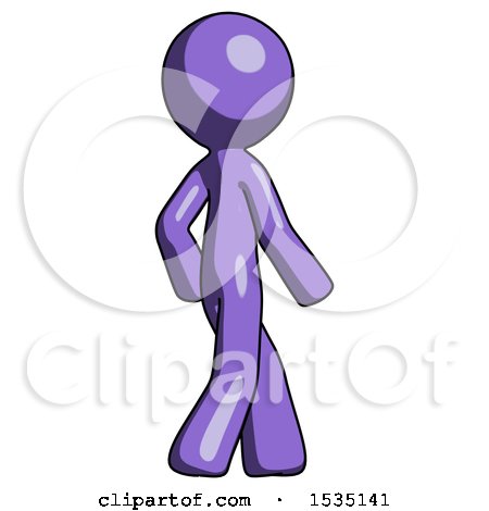 Purple Design Mascot Man Walking Away Direction Right View by Leo Blanchette