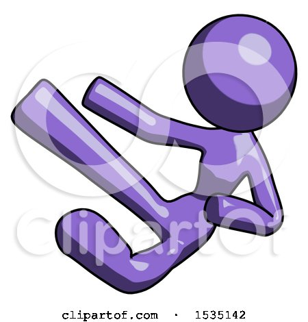 Purple Design Mascot Woman Flying Ninja Kick Left by Leo Blanchette