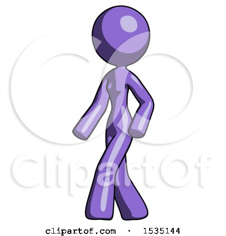 Purple Design Mascot Woman Man Walking Turned Left Front View by Leo Blanchette