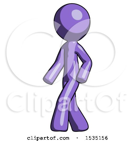Purple Design Mascot Man Man Walking Turned Left Front View by Leo Blanchette