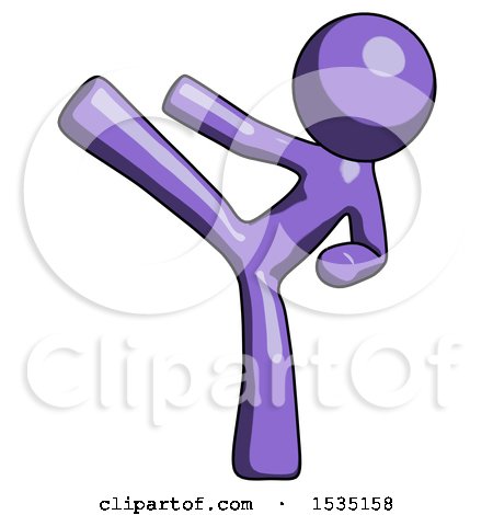 Purple Design Mascot Man Ninja Kick Left by Leo Blanchette