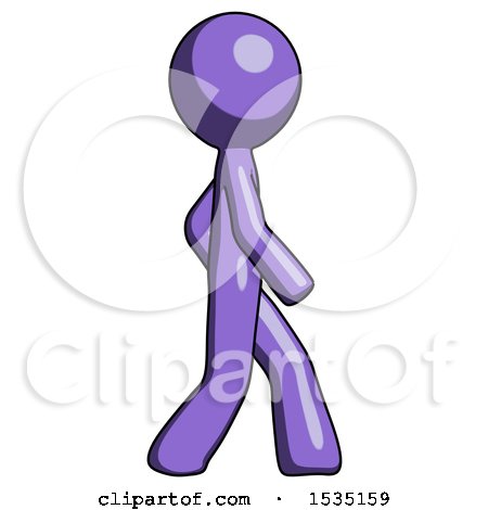 Purple Design Mascot Man Walking Right Side View by Leo Blanchette