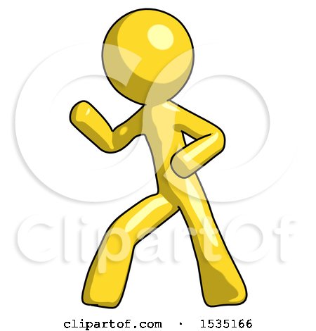 Yellow Design Mascot Man Martial Arts Defense Pose Left by Leo Blanchette