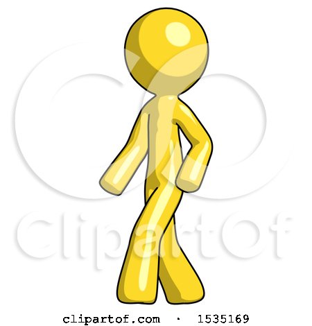 Yellow Design Mascot Man Man Walking Turned Left Front View by Leo Blanchette