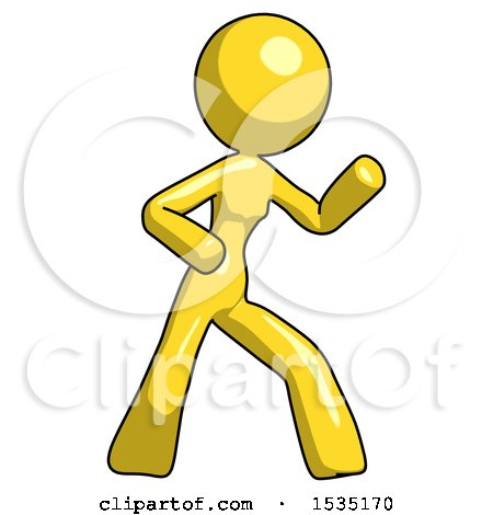 Yellow Design Mascot Woman Martial Arts Defense Pose Right by Leo Blanchette