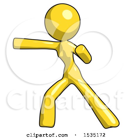Yellow Design Mascot Woman Martial Arts Punch Left by Leo Blanchette