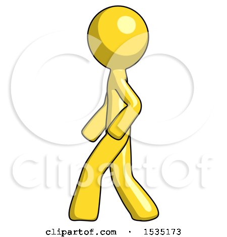 Yellow Design Mascot Man Walking Left Side View by Leo Blanchette