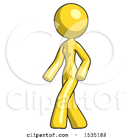 Yellow Design Mascot Woman Man Walking Turned Left Front View by Leo Blanchette