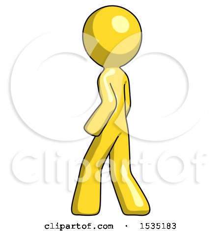 Yellow Design Mascot Man Walking Away Direction Left View by Leo Blanchette